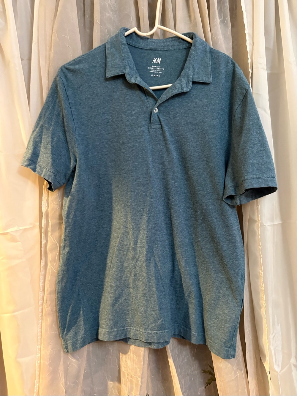 H&M Men's Heathered Teal Polo Shirt